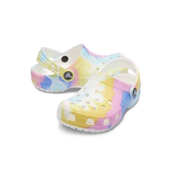 Crocs Classic Baby Toddler 4 Rainbow Tie Dye Graphic Clogs - Picture 1 of 10